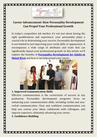 Career Advancement: How Personality Development Can Propel Your Professional Gro