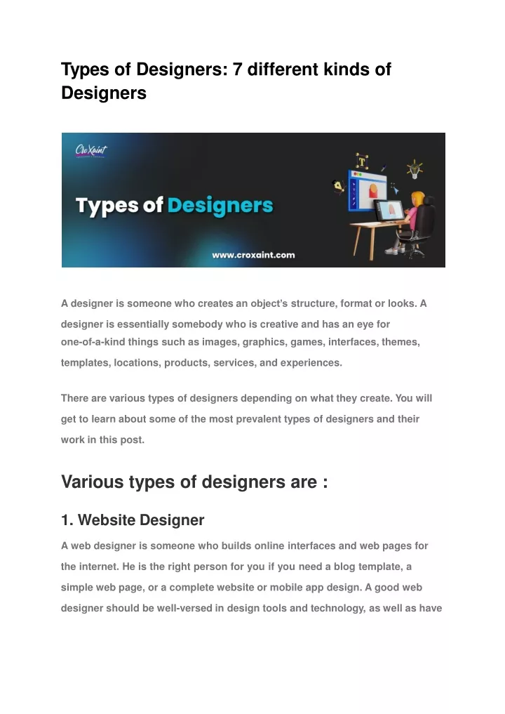 types of designers 7 different kinds of designers