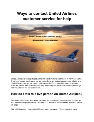 Ways to contact United Airlines customer service for help