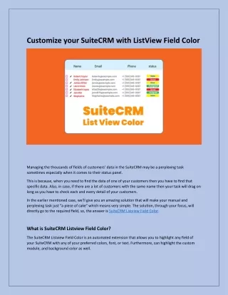 Customize your SuiteCRM with ListView Field Color