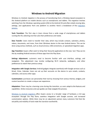 Windows to Android Migration