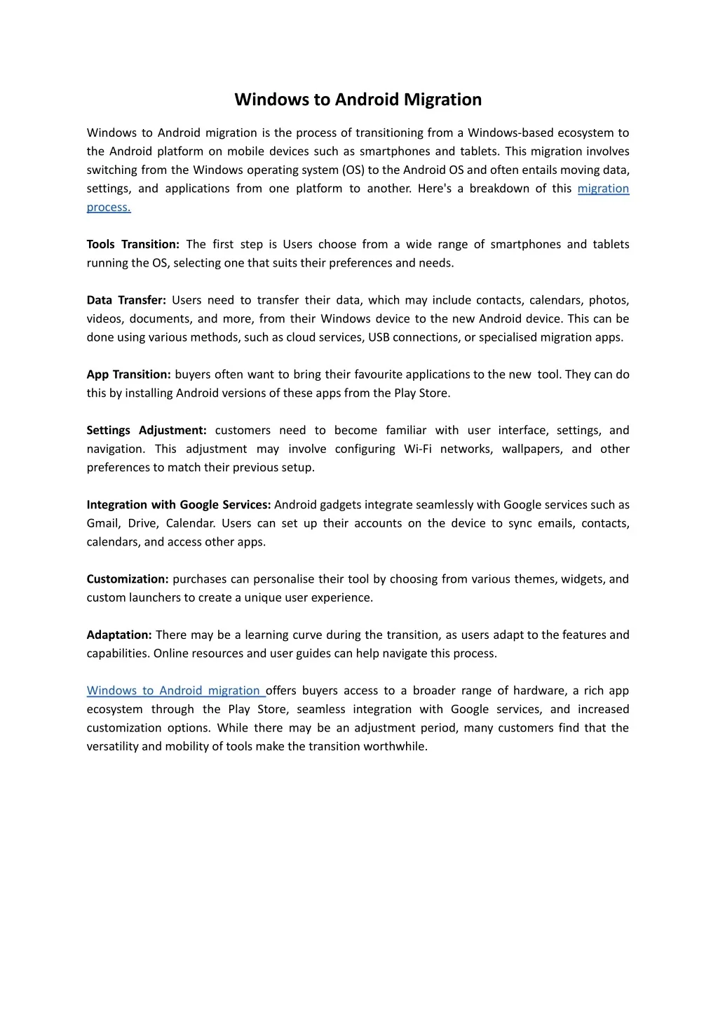 PPT - Windows to Android Migration PowerPoint Presentation, free ...