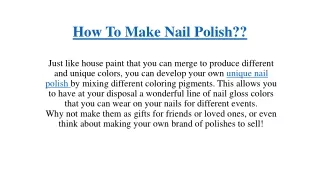How To Make Nail Polish