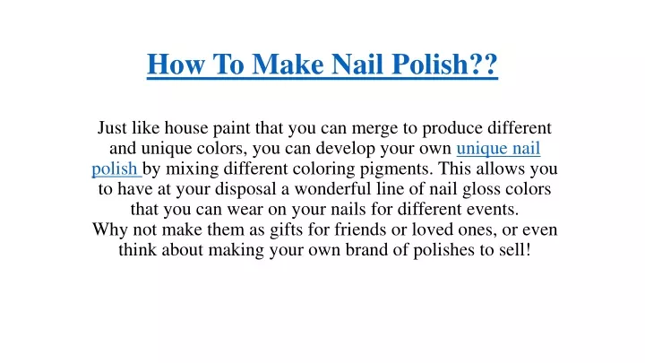 how to make nail polish