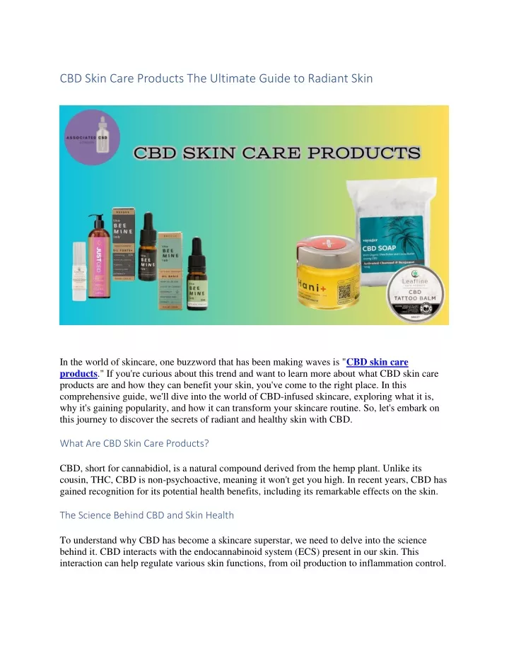cbd skin care products the ultimate guide