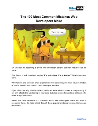 The 100 Most Common Mistakes Web Developers Make