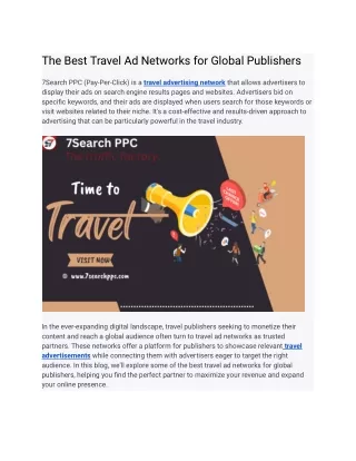 The Best Travel Ad Networks for Global Publishers