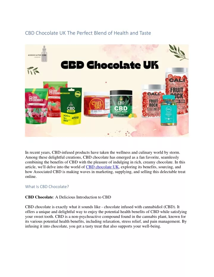 cbd chocolate uk the perfect blend of health