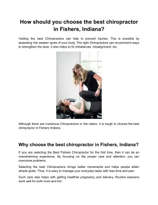 How should you choose the best chiropractor in Fishers, Indiana_