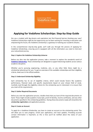Applying for Vodafone Scholarships: Step-by-Step Guide