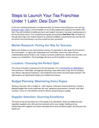 Steps to Launch Your Tea Franchise Under 1 Lakh_ Desi Dum Tea