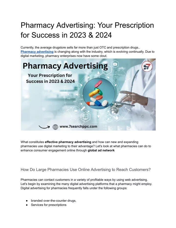 pharmacy advertising your prescription