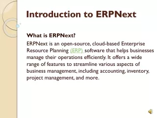 Introduction to ERPNext New