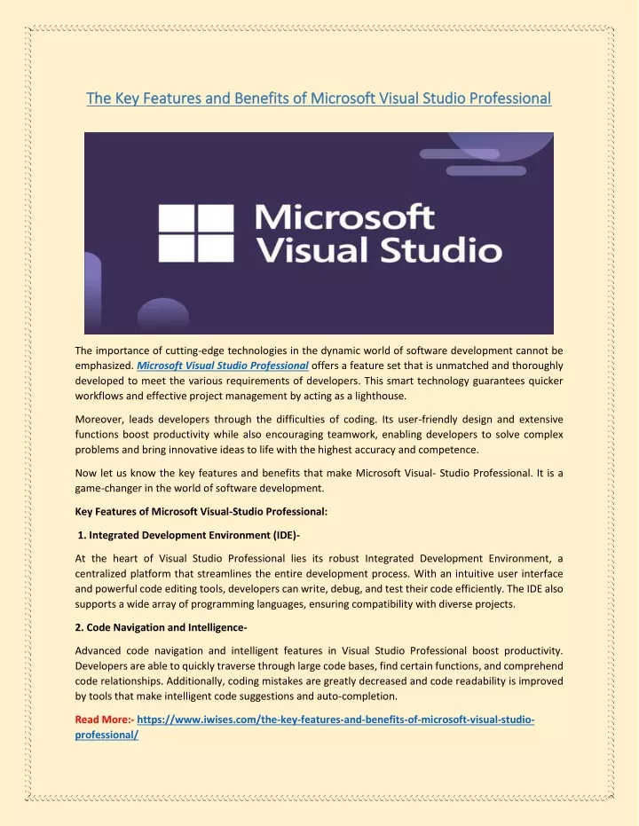 PPT - The Key Features and Benefits of Microsoft Visual Studio ...