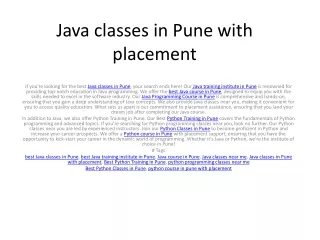 Java classes in Pune with placement