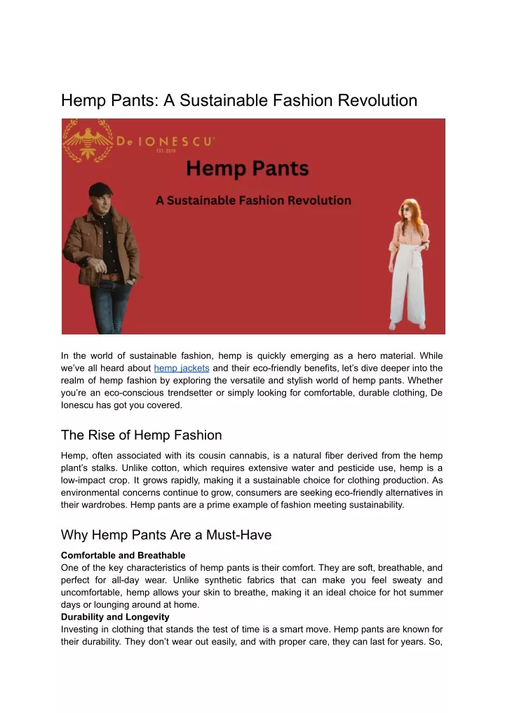 hemp pants a sustainable fashion revolution