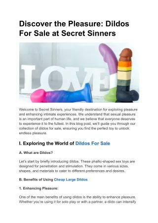 Dildos For Sale | Secret Sinners