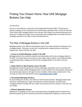 Finding Your Dream Home_ How UAE Mortgage Brokers Can Help