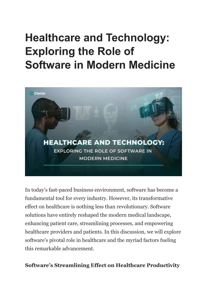 healthcare and technology exploring the role