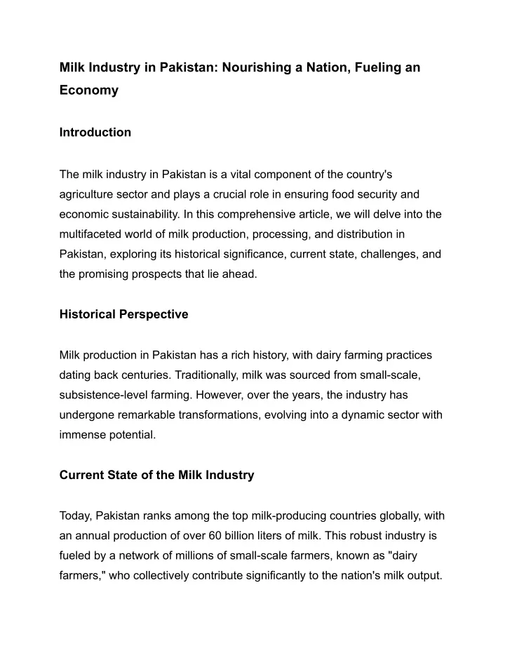 milk industry in pakistan nourishing a nation