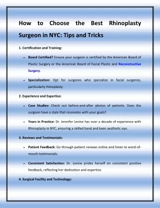 How to Choose the Best Rhinoplasty Surgeon in NYC- Tips and Tricks