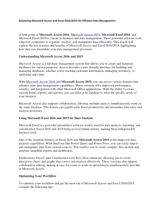 mastering microsoft access and excel 2016 2019