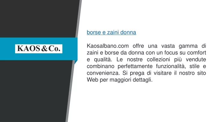 borse e zaini donna kaosalbano com offre