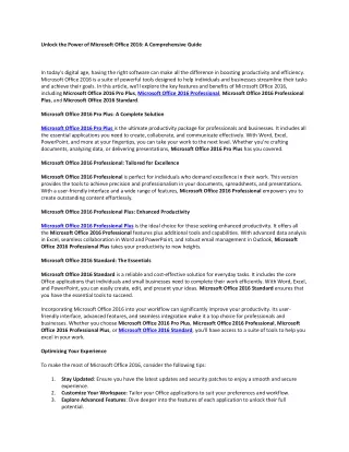 unlock the power of microsoft office 2016