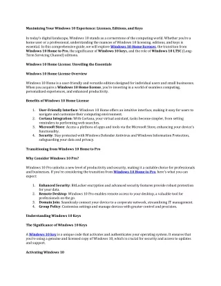 maximizing your windows 10 experience licenses