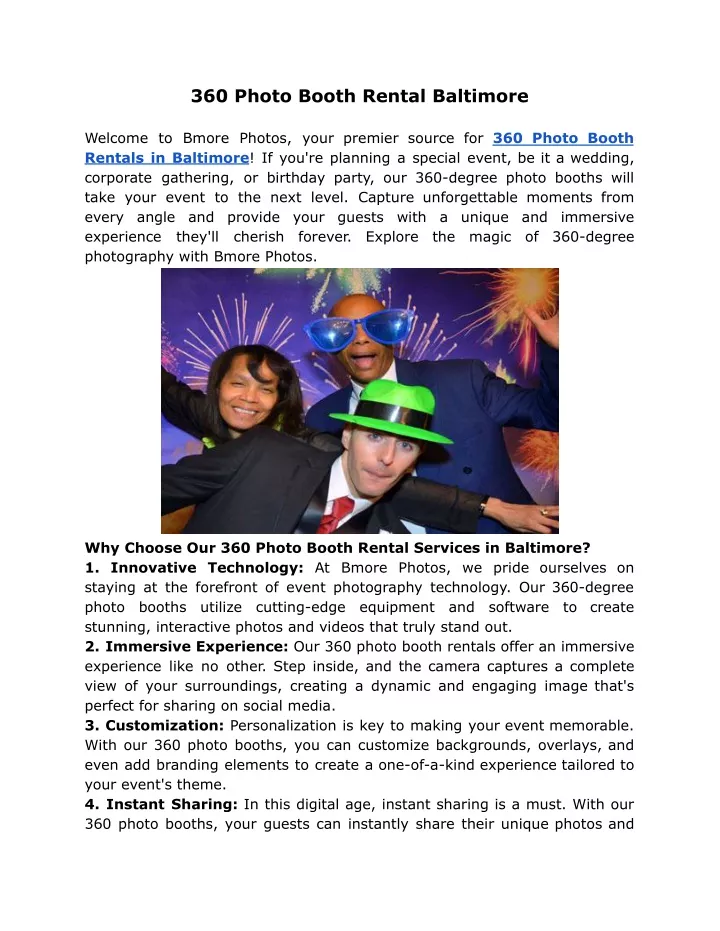 360 photo booth rental baltimore