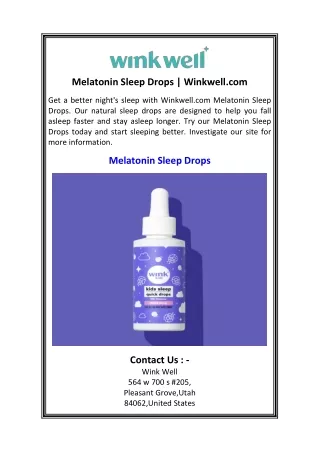 Melatonin Sleep Drops Winkwell.com