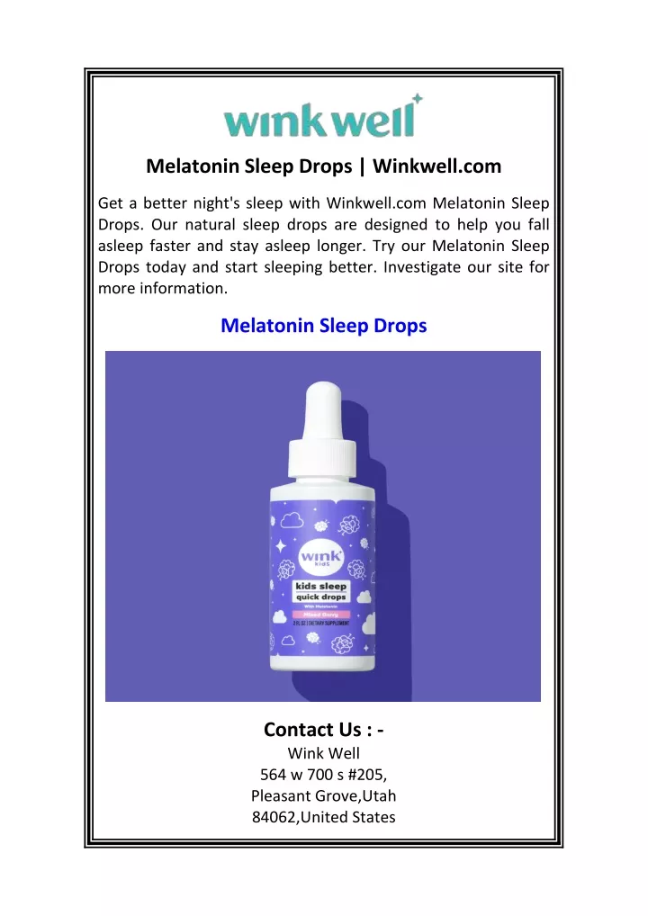 melatonin sleep drops winkwell com