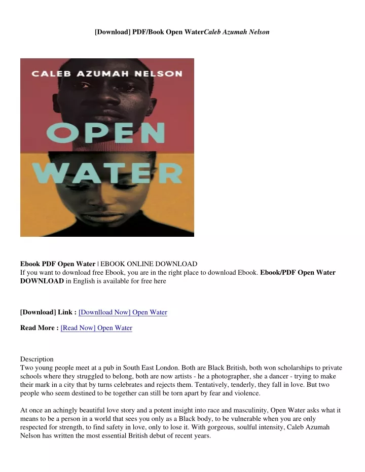 download pdf book open water caleb azumah nelson