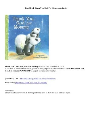 [PDF/ePub] Thank You, God, For Mommy - Amy Parker Thank You, God, For Mommy - Amy Parker