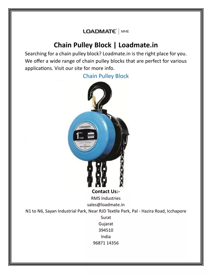 chain pulley block loadmate in searching