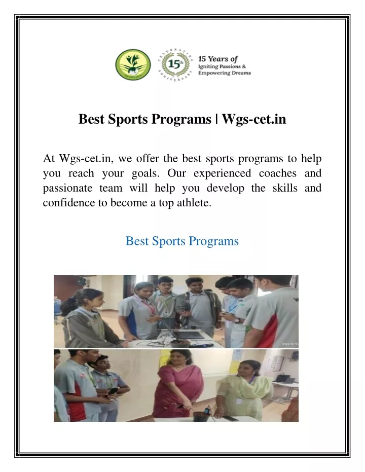 best sports programs wgs cet in