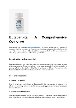 Butabarbital_ A Comprehensive Overview