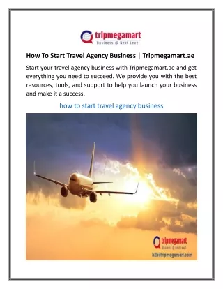 How To Start Travel Agency Business