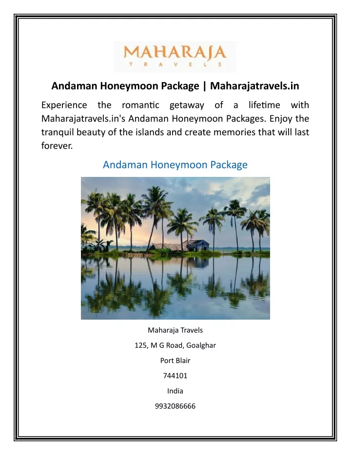 andaman honeymoon package maharajatravels in