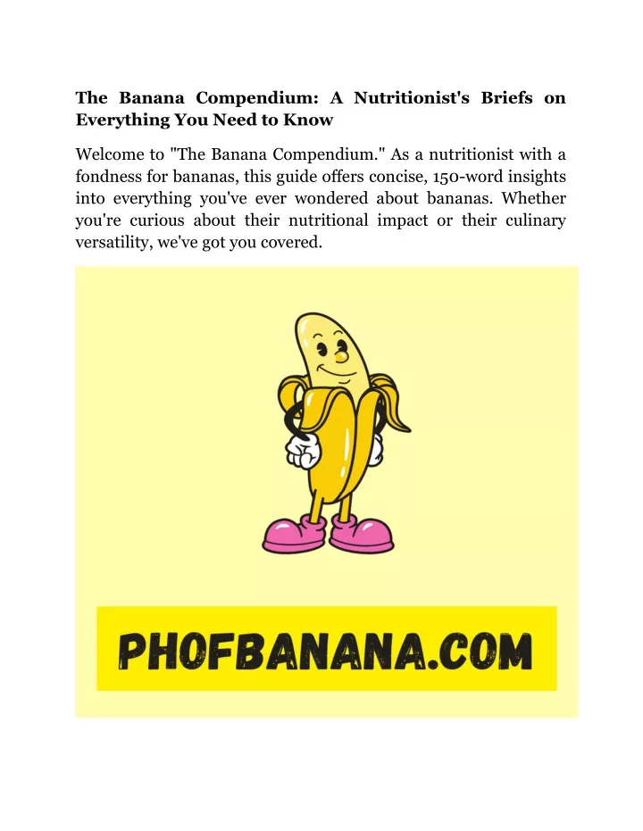 the banana compendium a nutritionist s briefs