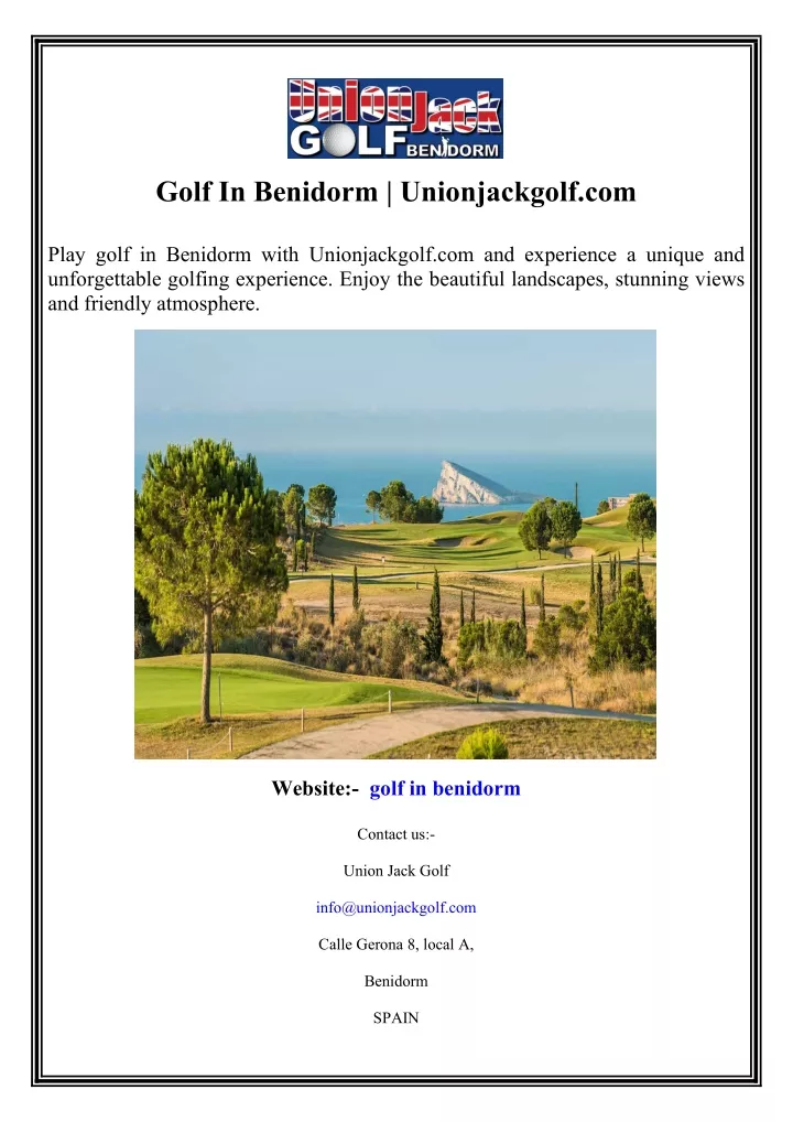 golf in benidorm unionjackgolf com