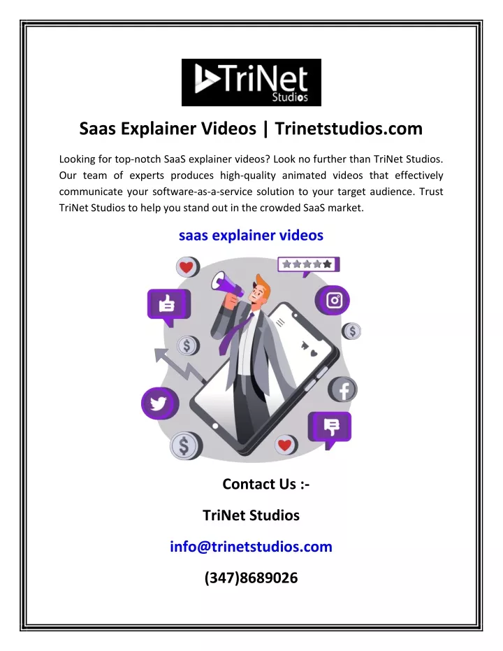 saas explainer videos trinetstudios com