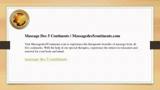 Massage Des 5 Continents  Massagedes5continents.com