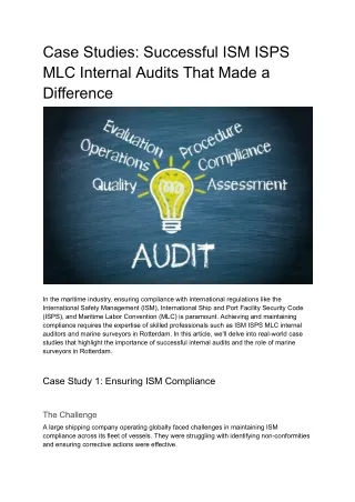 Successful ISM ISPS MLC Internal Audits That Made a Difference