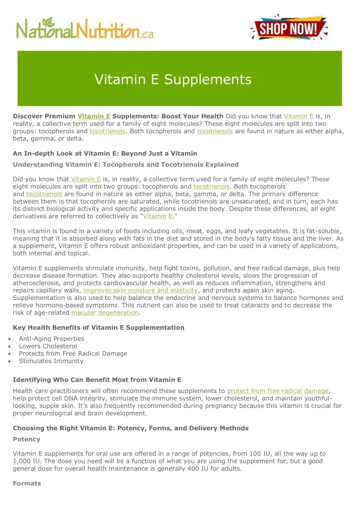 vitamin e supplements