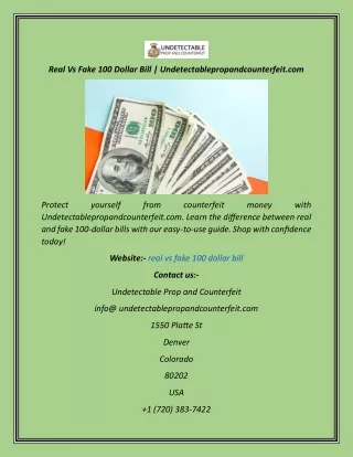 Real Vs Fake 100 Dollar Bill  Undetectablepropandcounterfeit