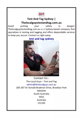 Test And Tag Sydney  Thelocalguystestandtag.com.au
