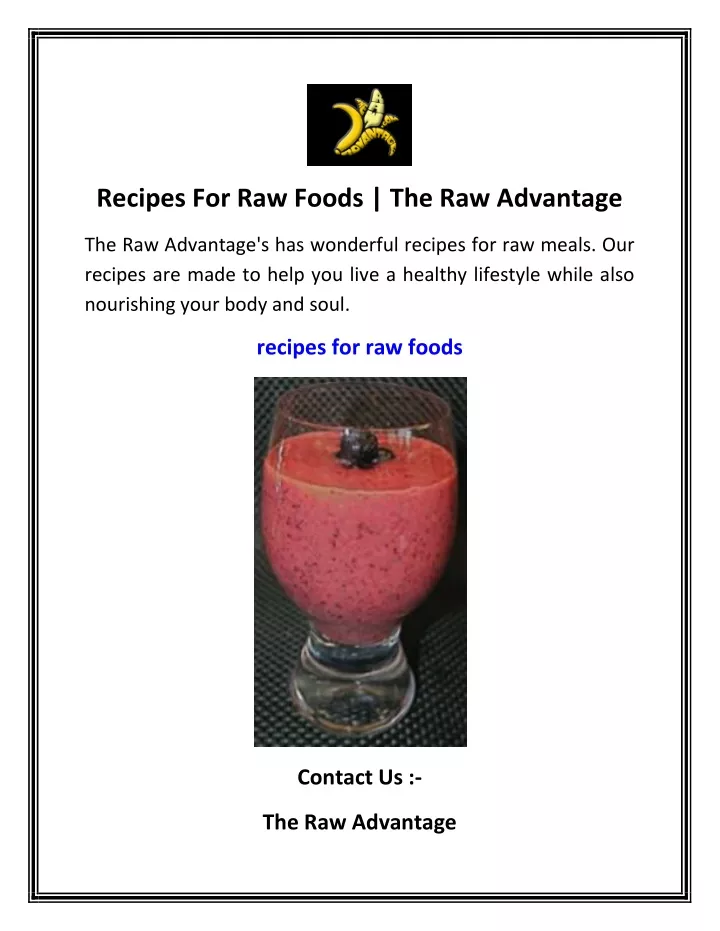 recipes for raw foods the raw advantage