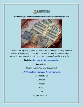 Buy Counterfeit Money Online  Undetectablepropandcounterfeit