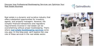 Discover how Professional Bookkeeping Services can Optimize Your Real Estate Business